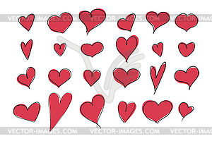 Hand drawn heart collection. Doodle hearts - vector clipart