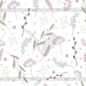 Pastel colored botanical seamless pattern - vector image