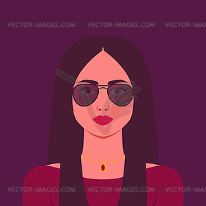 Красивая женщина в солнечных очках. Портрет или аватар - клипарт в векторе / векторное изображение