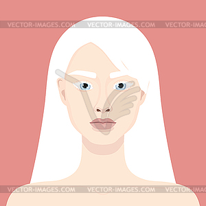 Портрет женщины-альбиноса. Аватар девушки с альбинизмом - векторизованное изображение