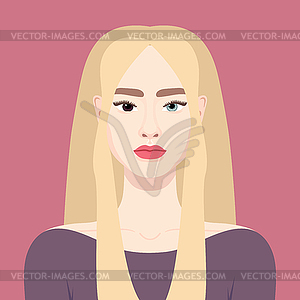 Young blonde woman with a heterochromia - vector clipart