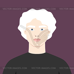 Albino man with curled hair portrait. Avatar  - vector image