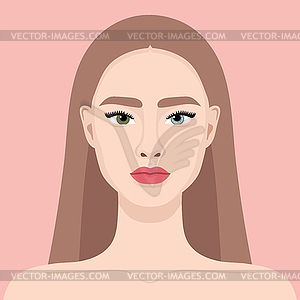 Young woman with a heterochromia - vector image