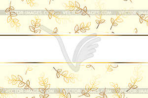 Simple minimalistic template with gold colored foliage - vector image