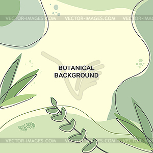 Hand drawn green botanical background with foliage - vector clipart