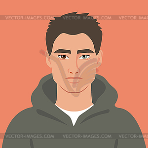 Portrait of a Young man with a heterochromia - vector clip art
