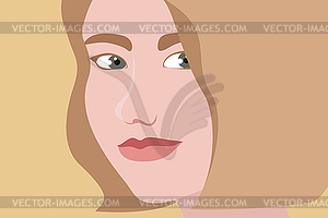 Close up portrait of a smiling blonde girl  - vector clipart