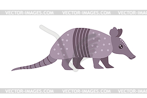 Cartoon armadillo isolated on white background. Exotic  - vector clip art