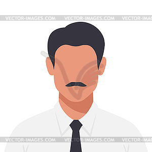 Абстрактный безликий молодой человек с усами в рубашке - изображение в векторном формате