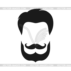 Mens hair and beard silhouette. Hipster - vector image