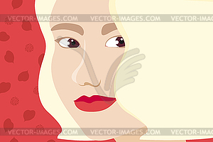 Close up portrait of a beautiful blonde haired girl  - vector image
