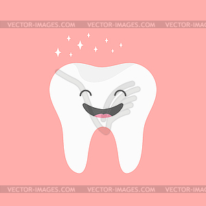 Здоровые и счастливые зубы. Симпатичный значок улыбающегося зуба - стоковый векторный клипарт