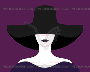 Портрет безликой женщины в шляпе - рисунок в векторе