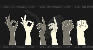 Set of human hands with different gestures - vector clipart