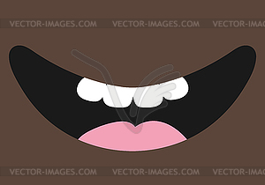 Cartoon smiling mouth with tongue and teeth - vector clipart