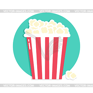 Popcorn icon in a blue circle. Round icon in flat style - vector image