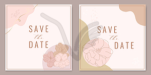 Save the date card templates in pastel color - vector image