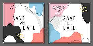 Save the date card templates decorated abstract shapes  - vector clipart