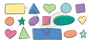 Set of doodle geometric shapes in childish style - vector clipart