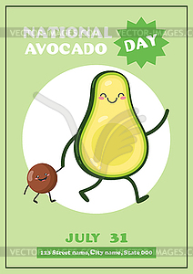 National Avocado Day. July 31. Avocado annual holiday - vector image