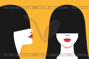 Абстрактный женский портрет без лица, вид спереди и сбоку - графика в векторном формате