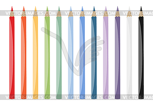 Set of 12 colored pencils. Painting tools, art supplies - vector EPS clipart