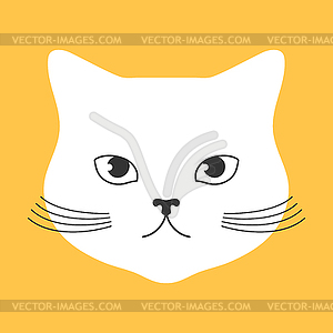 White cat head simple icon. Feline face - vector clipart