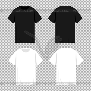 Blank white and black t shirts with short sleeves - vector clipart