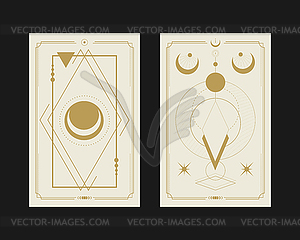 Magical tarot cards with geometric shapes, stars - vector EPS clipart