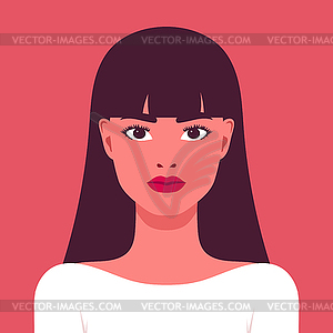 Beautiful young woman with bangs hair portrait - vector clipart