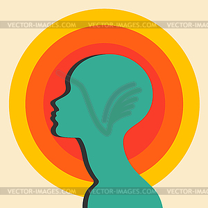 Bald woman profile silhouette. Bald girl portrait  - vector image