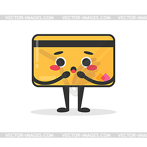 Cute cartoon credit card character. Surprised card - vector EPS clipart