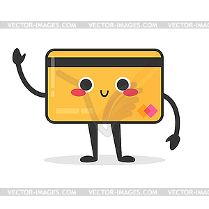 Cute cartoon credit card character is smiling - vector clip art