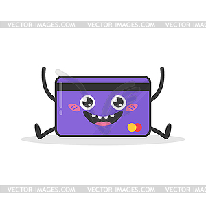 Cute cartoon bank credit card character smiling - royalty-free vector image