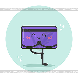 Cute cartoon credit card character is walking - vector image