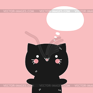 Cute hand drawn cat with an empty speech bubble. Vector - vector clipart