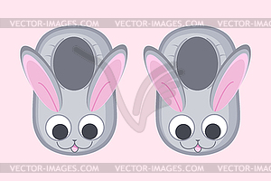 Cute cartoon bunny slippers. Soft and cozy slippers - vector clipart