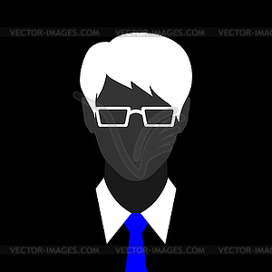 Abstract faceless man silhouette in ie and eyeglasses - vector image