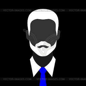 Abstract faceless man with beard and mustache - vector clipart