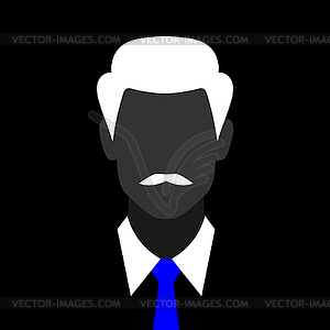 Abstract faceless man with mustache silhouette - vector image