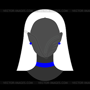 Abstract faceless woman silhouette in blue choker  - vector clipart