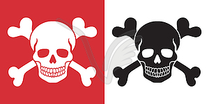 Human skull with crossbones silhouette set. Jolly Roger - vector clipart