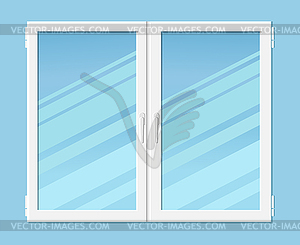 Modern plastic double casement window in flat style - vector clip art