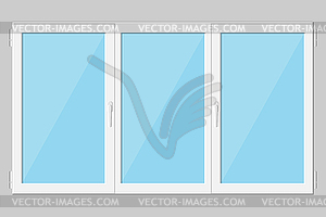 Plastic modern triple casement window in flat style - vector image