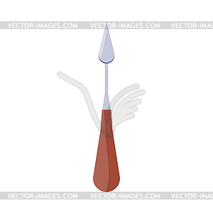 Palette knife with wooden handle. Painting equipment - vector clipart