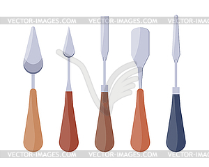 Set of palette knives of different shapes - vector image