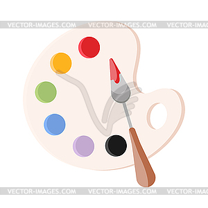 Art palette and palette knife isolated on white  - royalty-free vector image