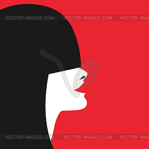 Abstract faceless woman portrait side view - vector image