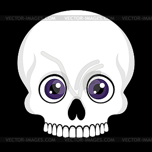 Human skull without a lower jaw and big cartoon eyes - vector EPS clipart