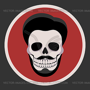 Human skull with haircut, mustache and beard - vector image